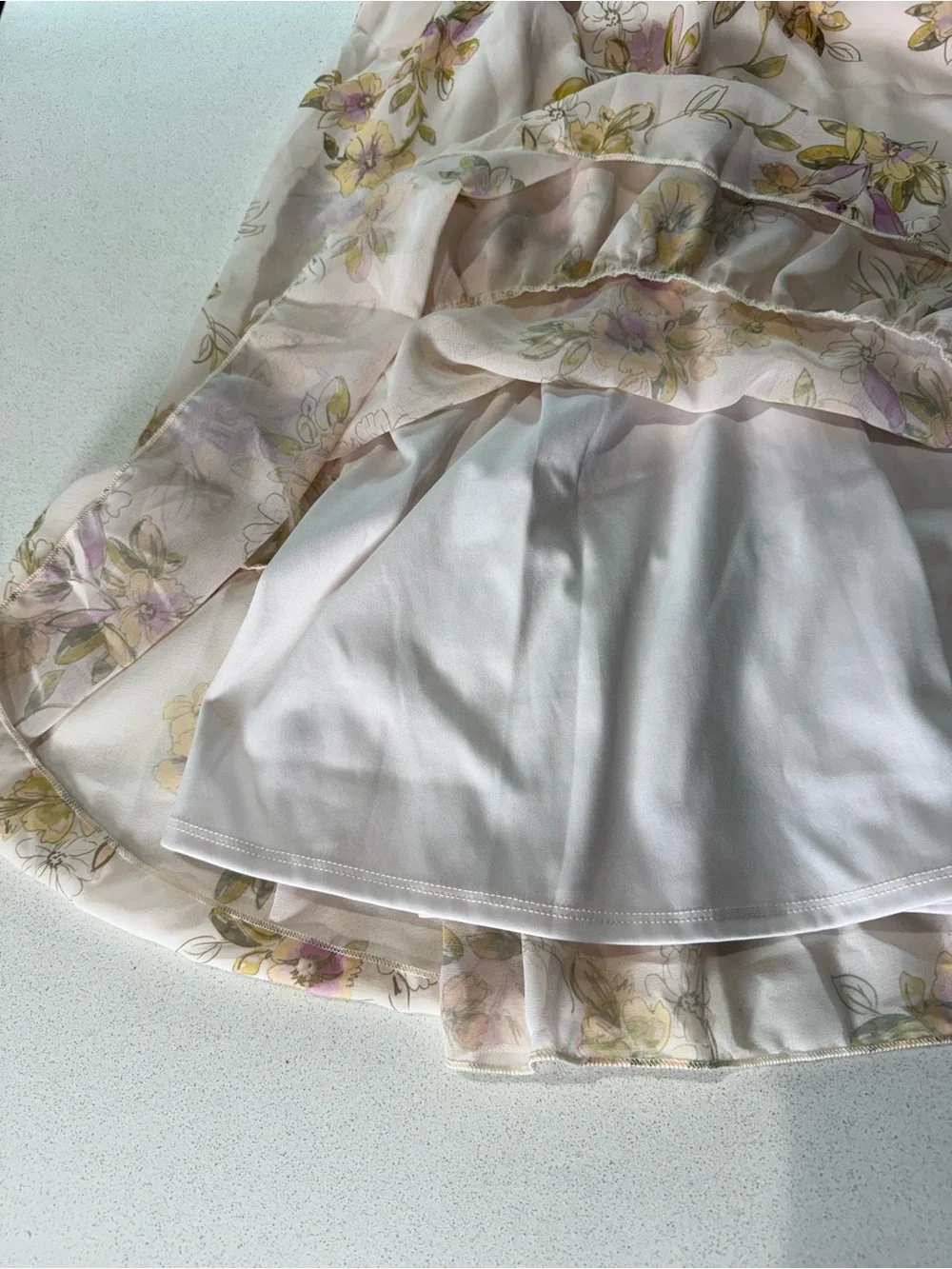 Girls' Pink Floral One-Shoulder Dress